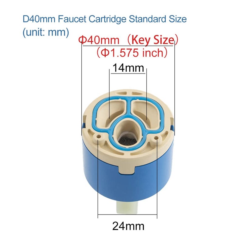 XUCHUAN 40 mm Replacement Ceramic Faucet Valve for Single Handle Kitchen Basin Faucet Part, Plastic Tap Cartridge - Image 2